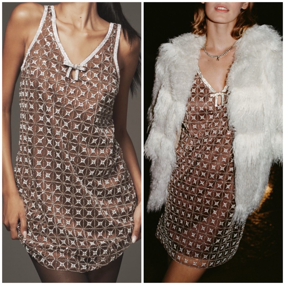 NWT Saylor rhinestone bow sleeveless dress